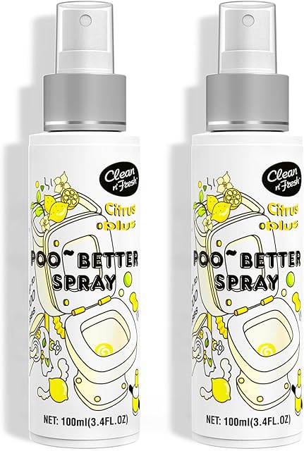 Clean-n-Fresh Toilet Spray, 68 Floz Poo Spray | Up to 400+ Uses, 100% Natural Plant Essential Oil Citrus Scent, Bathroom Deodorizer