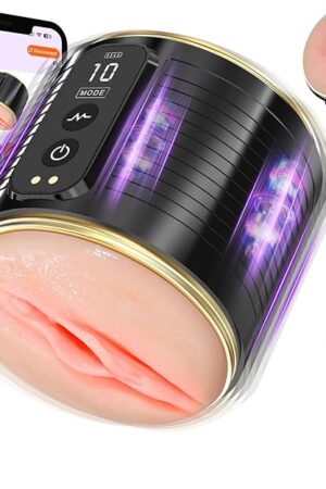 Vibrating Male Masturbator Sex Toys - Open Ended App Control Male Vibrator Stroker with 10 Vibrations, 3D Lifelike Vagina Anus Pocket Pussy Penis Massager, Blowjob Toy Adult Sex Toys for Men
