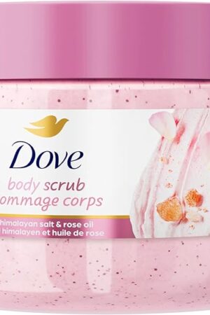 Dove Himalayan Salt & Rose Oil Body Scrub Exfoliates and Deeply Nourishes for Smooth, Radiant Skin 15 oz