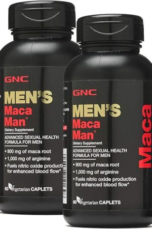 GNC Men's Maca Man, Twin Pack, 60 Caplets per Box, Fuels Nitric Oxide Production for Enhanced Blood Flow