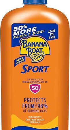 Banana Boat Sport Ultra SPF 50 Sunscreen Lotion, 12oz | Banana Boat Sunscreen SPF 50 Lotion, Oxybenzone-Free, Sunblock, Family Size, 12oz (Pack of 1)