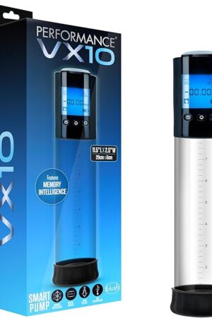 Blush Performance VX10 Smart Penis Pump 11.75 - Rechargeable Cock Enlargement Pump for Men w/Memory Settings - LCD Screen, Quick-Release, Measurement Marks - Male Size Enhancer - (Clear Sleeve)