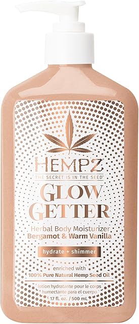 Hempz Glow Getter Body Lotion, Hydrating Moisturizer with Shimmer, 17 oz