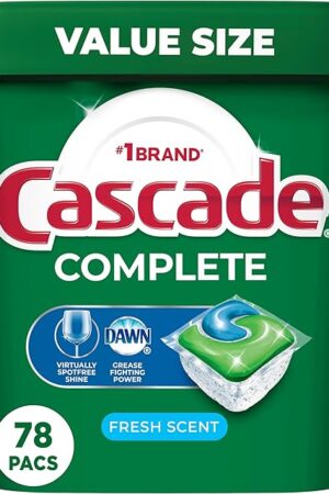 Cascade Complete Dishwasher Pods - Fresh Scent ActionPacs, Dishwasher Detergent, Dishwasher Soap, Detergent Pods, 78 Count