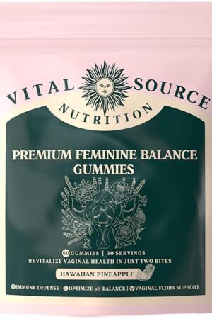 Vital Source Nutrition - Premium Feminine Balance Gummies - for Women?s Health & Wellness - Immune Support - Vegan, Gluten-Free - Hawaiian Pineapple - 60 Gummies - 30 Servings