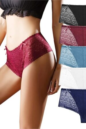 Women's Panties Sexy Bikini Briefs Lace Knickers Hipster Lingerie Underwear (5 Pack)