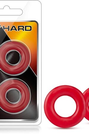 Blush Novelties Stay Hard Donut Cock Rings, Super Stretchy Stamina Increase Penis Ring for Longer, Harder, Bigger Erections, Adds Girth, ED Support, Pleasure Enhancing Sex Toy for Men & Couples - Red
