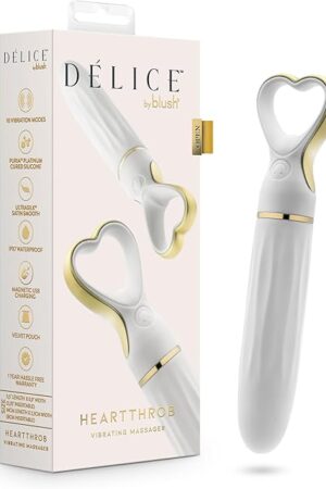 Blush Novelties - Blush Delice - Heartthrob Silicone Bullet Vibrator Heart-Shaped Handle-10 Vibration Modes with Tapered Tip for Clitoral Stimulation-Splashproof & USB Rechargeable Toy 0 White Bouquet