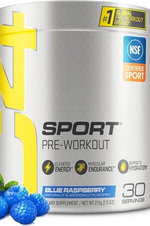 Cellucor C4 Sport Pre Workout Powder Blue Raspberry - Pre Workout Energy with Creatine + 135mg Caffeine and Beta-Alanine Performance Blend - NSF Certified for Sport 30 Servings