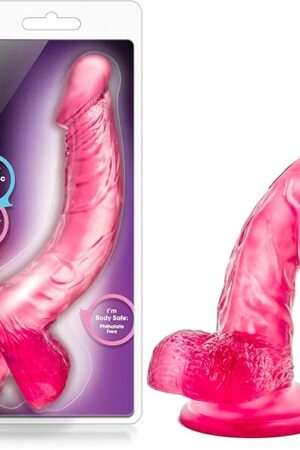 Blush 8.53 Curved Realistic Dildo - B Yours Sweet n' Hard 7-1.5" Thick Flexible Shaft for G-Spot & P-Spot Stimulation | Strap-On & Suction Cup Base | Adult Sex Toy for Women Men Couples - Clear Pink