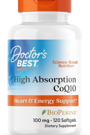 Doctor's Best High Absorption CoQ10 with BioPerine, Gluten Free, Naturally Fermented, Heart Health, Energy Production, 100 mg, 120 Count