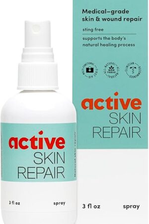 Active Skin Repair First Aid Healing Skin Spray - Natural & Non-Toxic with Hypochlorus Acid for Minor Cuts, Wounds, Scrapes, Rashes, Sunburns, & More, HSA/FSA Eligible, 3 oz