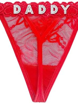 Women's Personalized Thongs with Funny Rhinestone Letters, Custom Name Underwear Panties for Couples