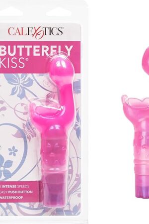 CalExotics Original Butterfly Kiss Vibrator - Multi-Speed Waterproof Vibe ? Adult Sex Toys for Couples - Clitoral G Spot Massager ? Pink