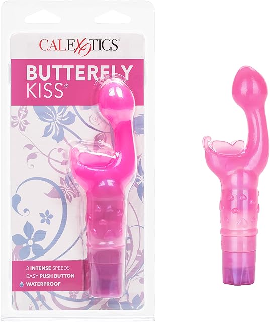 CalExotics Original Butterfly Kiss Vibrator - Multi-Speed Waterproof Vibe ? Adult Sex Toys for Couples - Clitoral G Spot Massager ? Pink