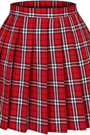 Women's High Waist Pleated Cosplay Cheer Skirt Mini School Tennis Skirts Thanksgiving Day Christmas Skirt