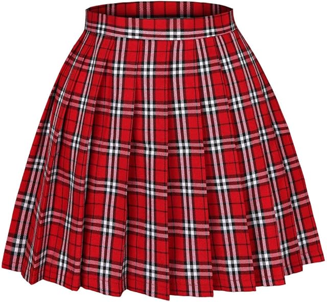 Women's High Waist Pleated Cosplay Cheer Skirt Mini School Tennis Skirts Thanksgiving Day Christmas Skirt
