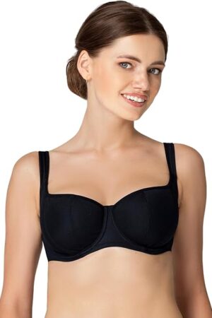 Women's Unlined Balconette Bra Push Up Effect Underwire Plus Size Smooth Breathable Simplex Fabric Square Neck Bra