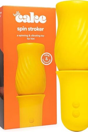 Hello Cake Spin Stroker - Spinning & Vibrating Male Masturbation Stoker - Beaded Textured Head - Waterproof & Rechargeable - Easy to Clean - Adult Sex Toy for Men