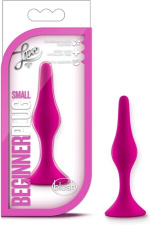 Blush Luxe Beginner 325" Silicone Butt Plug - Satin Smooth Anal Trainer with Soft Tapered Tip and Suction Cup Base - Slim Bum Plug Adult Sex Toy for Women, Men & Couples - (Pink)