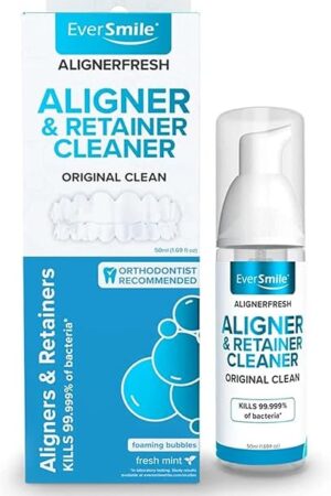 EverSmile AlignerFresh Original Clean Foam  Cleaner Compatible w/Invisalign and All Clear Aligners & Retainers  Eliminates Bacteria, Whitens Teeth, Fights Bad Breath  50ml (1 Pack)