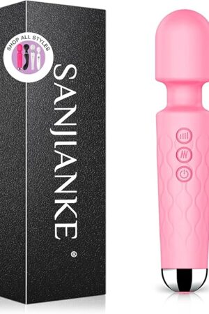 Vibrator Wand, Female Adult Sex Toys, Wand Massager, Clit Stimulator Sex Toy,Vibrator Dildo, with 8 Speeds of Pleasure & 20 Patterns,Waterproof,Vibrating Wand for her Pleasure (Pink)