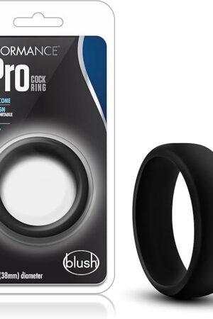 Blush Novelties Performance Puria Pro Silicone Cock Ring - 1.5" Wide Penis Ring - Enhances Girth & Hard Erections - UltraSilk Smooth, No Pinch Design - Stretchy Sex Toy for Men & Couples - Black