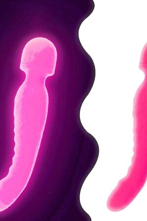 Wand Massager Glow in The Dark Dildo G-Spot Heating Double Head with 20 Vibration Mode Rechargeable Personal Massager Waterproof Adult Sex Toy (Black) (Glow in The Dark Rose Pink)