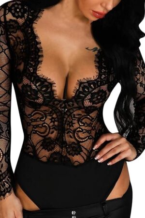 Black Lace Embroidered Mesh Lingerie 1564 Lingerie for Women Sexy
