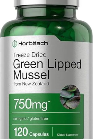 Horb?ach Green Lipped Mussel | 750 mg | 120 Capsules | from New Zealand | Premium Freeze Dried Mussel Powder | Non-GMO and Gluten Free