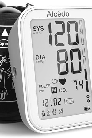 Alcedo Blood Pressure Monitor for Home Use, Automatic Digital BP Machine with Large Cuff for Upper Arm, LCD Screen, 2x120 Memory, Talking Function