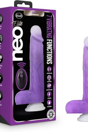 Blush Novelties Neo Elite Encore 8 Inch Vibrating Dual Density Ultrasilk Silicone Dildo - Remote Control - Suction Cup for Hands-Free Play - Harness Compatible for P-Spot & G-Spot Stimulation