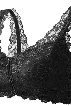 Womens Lace Bralettes Sexy Deep V Neck Bra Front Close Bra Lightweight Push Up Bralette Lingerie Everyday Bra