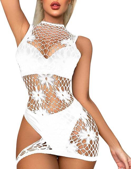 Clear Women's Lingerie Cutout Chemise Babydoll Slutty Teddy for Sex Play Slip Dress Flattering Lingerie Robes Mesh
