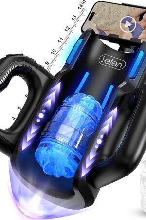 Compact Male Masturbator - Hands Free Sex Toy Cock Massager with 10 Thrusting + 2 Sleeve + Dual Handles + Phone Holder + Voice, Automatic Blowjobsex Onahole Personal Stroker, Leten Cannon King Pro