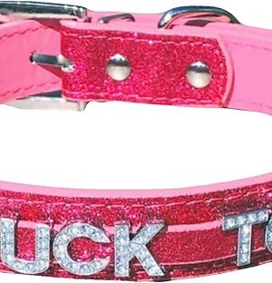 Hot Pink PU Vegan Leather Bondage Type BDSM Choker Collar Rhinestone Assorted Styles