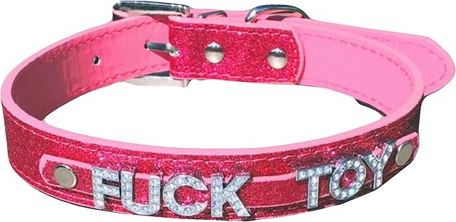Hot Pink PU Vegan Leather Bondage Type BDSM Choker Collar Rhinestone Assorted Styles