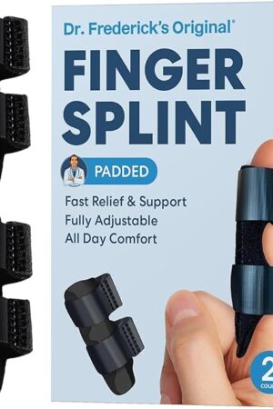 Dr Frederick's Original Trigger Finger Splint - 2 ct - Mallet Splint & Brace for Arthritis, Injury, & Sprain - Fits Index, Middle, & Ring Fingers - Adjustable for All-Day Comfort - Doctor-Developed