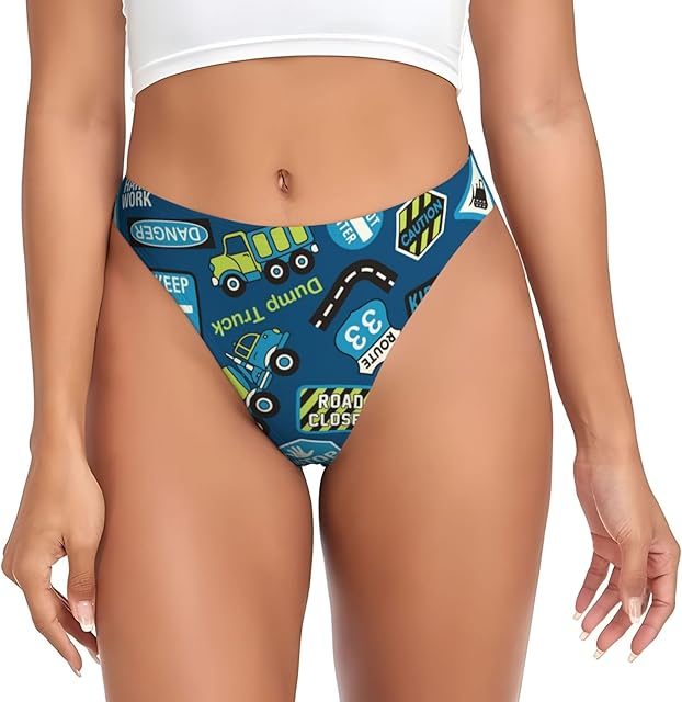 Dump Truck Print Seamless Women Underwear Thongs Sexy No Show Panties Breathable Bikini Undies