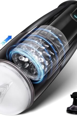 Automatic Male Masturbator Sex Toys for Men, 10 Thrusting & 10 Rotating Modes Blowjob Male Sex Toy Adult Toy, Hands Free Masturbators Pocket Pussy Stroker Penis Pump Sex Machine with Suction Base