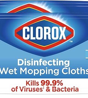 Clorox Disinfecting Wet Mop Pad, Disposable Mop Heads, Multi-Surface Floor Wipes, Rain Clean, 2 Packs, 24 Wet Refills Per Pack (Package May Vary)