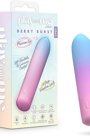 Blush Play with Me?Berry Burst 4 Inch Bullet Pocket Vibrator?10 Vibration Modes for Nipple Clitoral & G-Spot Pleasure?Body-Safe Liquid Silicone?USB Rechargeable & Waterproof-Toy for Women