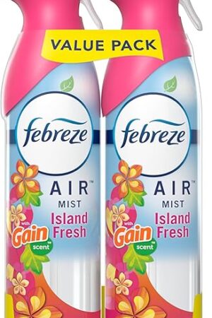 Febreze Air Mist Air Freshener Spray, Odor-Fighting Room Spray, Air Fresheners for Home and Bathroom and Kitchen, Aerosol Can, Gain Island Fresh Scent, 88oz, 2 Count