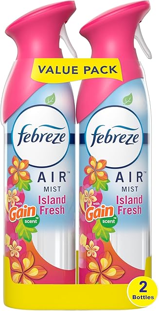 Febreze Air Mist Air Freshener Spray, Odor-Fighting Room Spray, Air Fresheners for Home and Bathroom and Kitchen, Aerosol Can, Gain Island Fresh Scent, 88oz, 2 Count