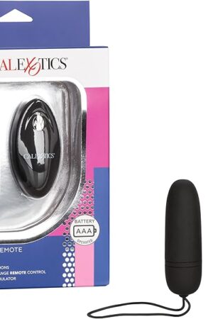 CalExotics Silicone Remote Bullet Vibrator, Waterproof 12-Functions Silicone Massager with Easy Retrieval Cord Black SE-0077-10-3