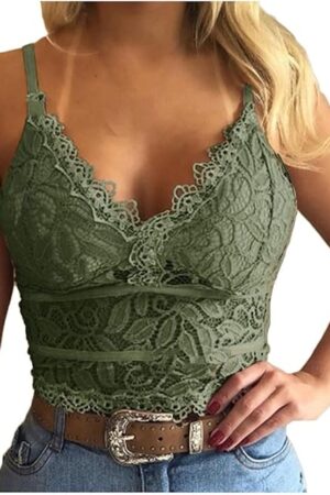 Lace Camisoles for Women for Under Clothes Square Neck Y2K Tank Top Padded Wireless Lingerie Bralettes