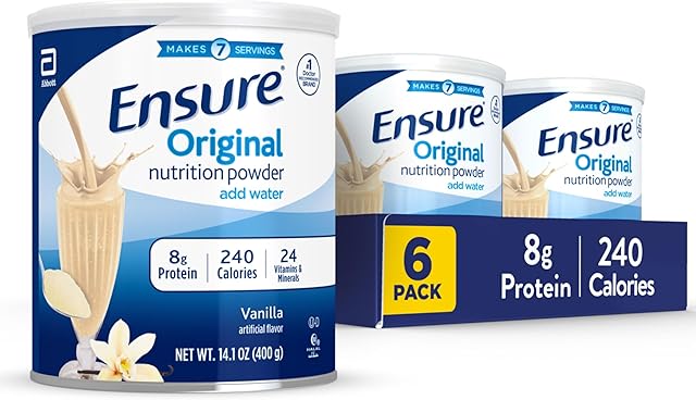 Ensure Original Vanilla Nutrition Powder | Vanilla Protein Powder | Small Meal Replacement Shake Mix | 8g Protein, 24 Vitamins & Minerals | Immune Health | 141 oz - 6 pack