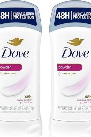 Dove Invisible Solid Antiperspirant Deodorant Stick for Women, Powder, For All Day Underarm Sweat & Odor Protection 26 oz 2 Count