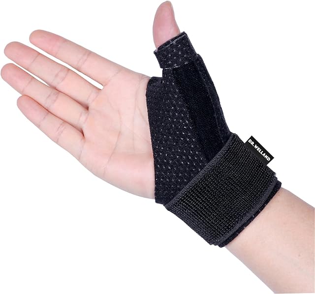 DrWelland Reversible Thumb & Wrist Stabilizer splint for BlackBerry Thumb, Trigger Finger, Pain Relief, Arthritis, Tendonitis, Sprained and Carpal Tunnel Supporting, Lightweight and Breathable S/M