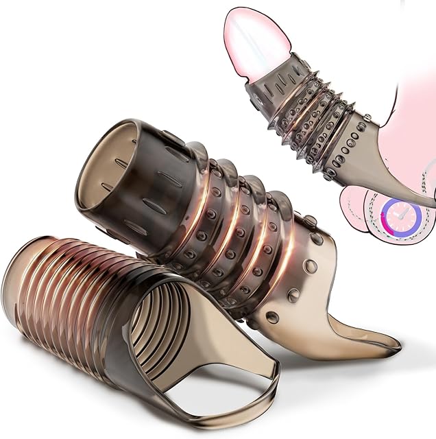Cock Rings for Men, Reusable Penis Enlarge Sleeves Girth, Delay Ejaculation Stronger Erection Enhancement Sex Toys Silicone Penis Rings for Men - 2pcs - Transparent Black